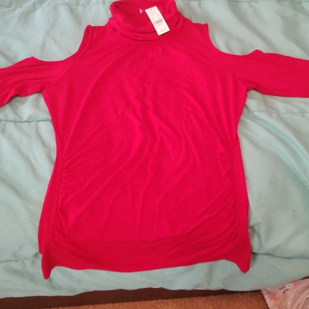 Red turtle neck shirt